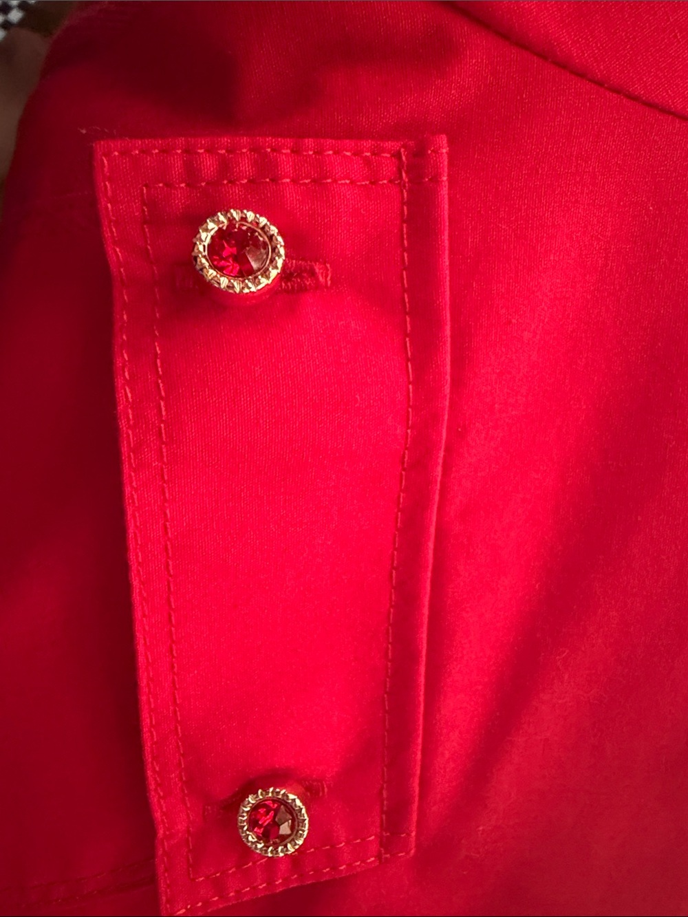 Zac & Rachel Bright Red blingy Button-Front Fitted Blouse - Picture 5 of 5